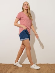 Rosa - Pack de 2 camisetas de algodón 100 % con cuello en pico de Long Tall Sally - Imagen 5 de 8