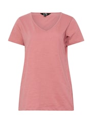 Rosa - Pack de 2 camisetas de algodón 100 % con cuello en pico de Long Tall Sally - Imagen 8 de 8