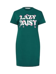 Yours Curve Green Lazy Daisy Sleep 100% Cotton T-Shirts 2 Pack - Image 8 of 8