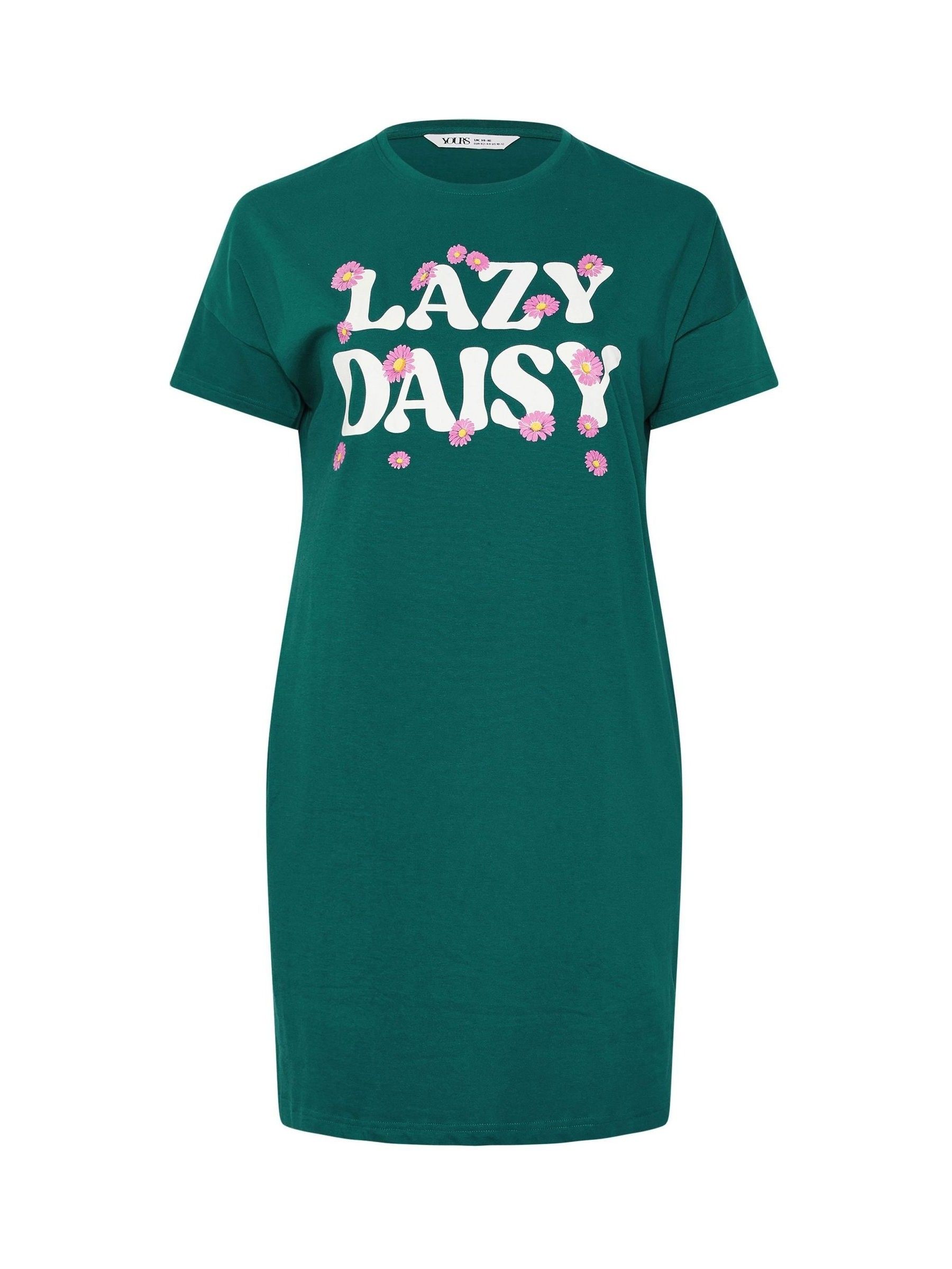 Yours Curve Green Lazy Daisy Sleep 100% Cotton T-Shirts 2 Pack - Image 8 of 8