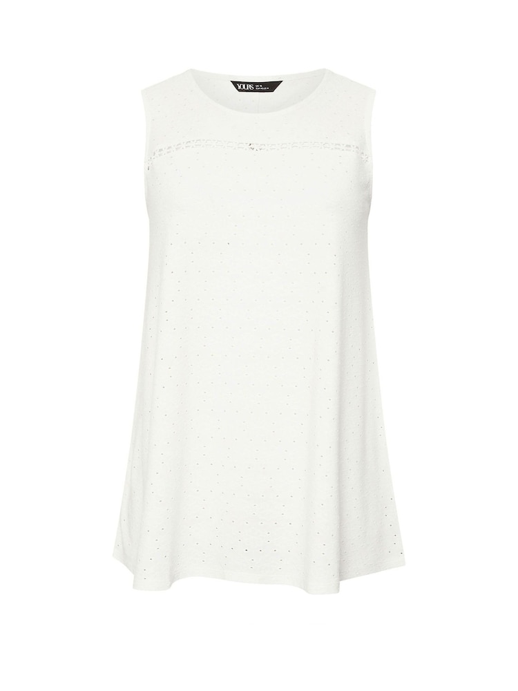 Yours Curve White Daisy Crochet Broderie Vest - Image 5 of 5