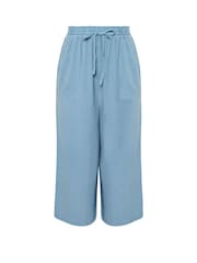Yours Curve Blue Chambray Cullote Trousers - Image 2 of 5
