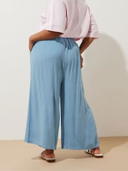 Yours Curve Blue Chambray Cullote Trousers - Image 5 of 5