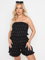 Yours Curve Black Bandeau Playsuit - Image 3 of 5