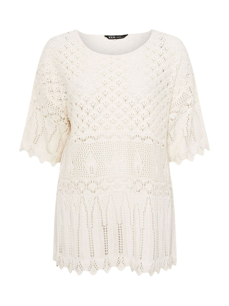 Yours Curve Natural Crochet Tunic Blouse - Image 5 of 5