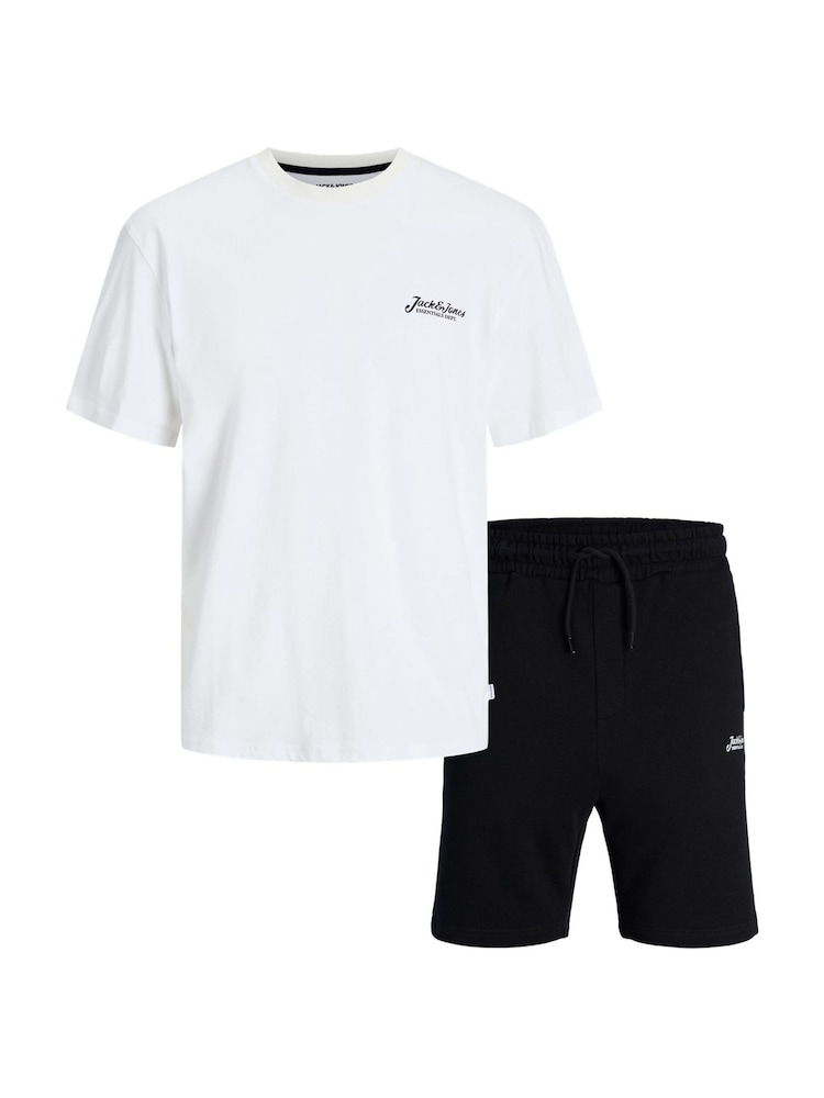 JACK & JONES JUNIOR Short Sleeve White 100% Cotton T-Shirt and Shorts Set - Image 1 of 3