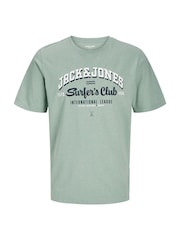 JACK & JONES JUNIOR Green Short Sleeve Logo Print 100% Cotton T-Shirt & Shorts Set - Image 2 of 3