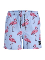 أزرق كروم - شورت سباحة بطبعة أسماك استوائية للأطفال الصغار من JACK & JONES - صورة 1 من 2