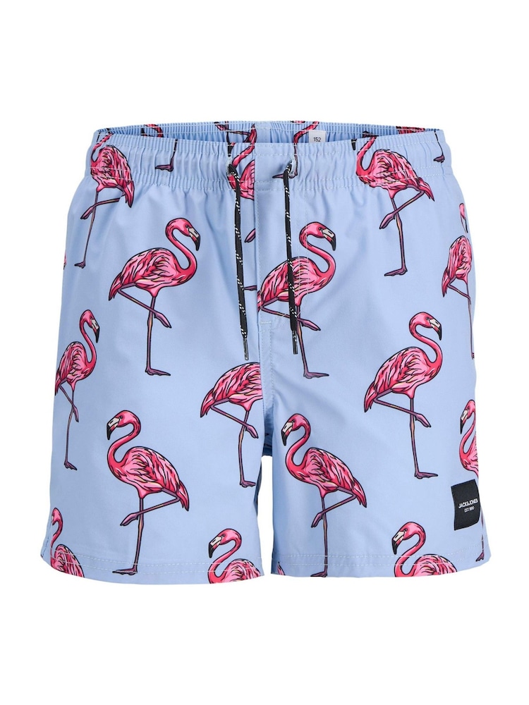 أزرق كروم - شورت سباحة بطبعة أسماك استوائية للأطفال الصغار من JACK & JONES - صورة 1 من 2