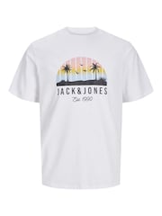JACK & JONES Junior Blue 100% Cotton Palm Print Short Sleeve T-Shirt - Image 2 of 4