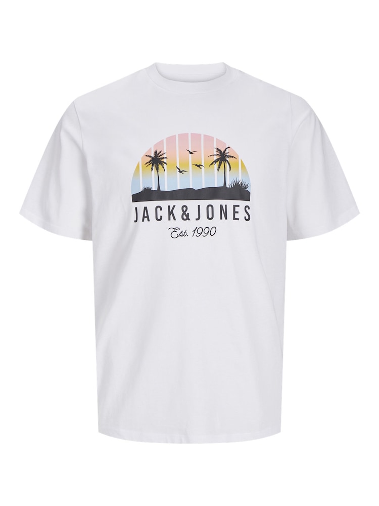 JACK & JONES Junior Blue 100% Cotton Palm Print Short Sleeve T-Shirt - Image 2 of 4
