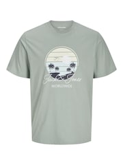 JACK & JONES Junior Blue 100% Cotton Palm Print Short Sleeve T-Shirt - Image 3 of 4