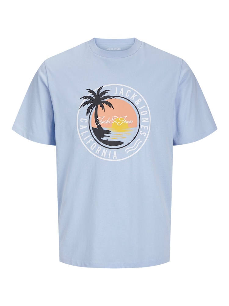 JACK & JONES Junior Blue Graphic Palm Print Short Sleeve 3 Pack T-Shirt - Image 4 of 4 JACK & JONES Junior Blue Graphic Palm Print Short Sleeve 3 Pack T-Shirt - Image 4 of 4