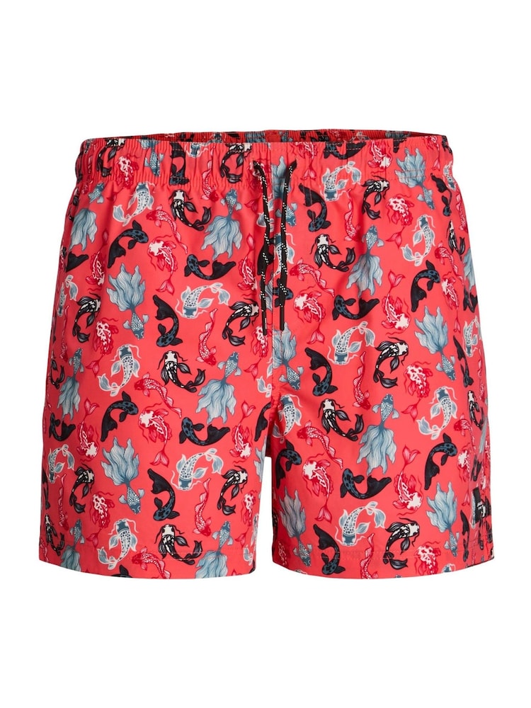 JACK & JONES JUNIOR  Tropical Fish Print Swim Shorts - Image 1 of 2
