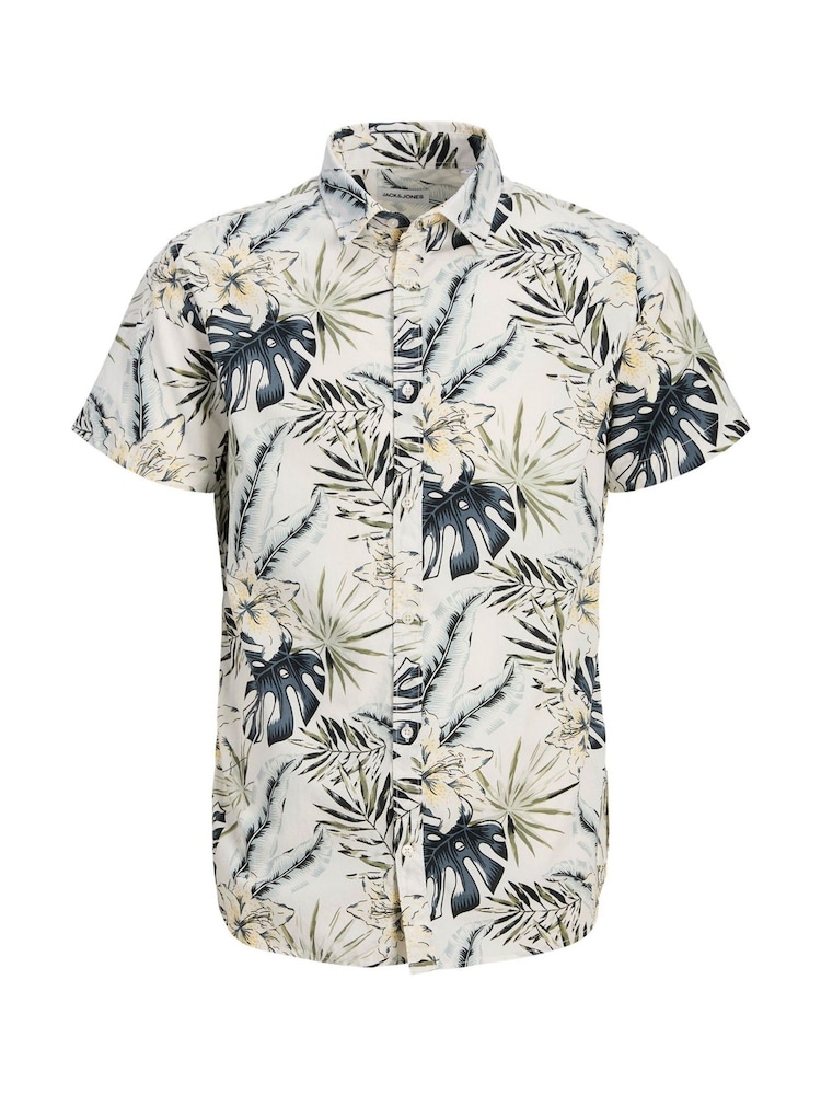 JACK & JONES Junior Cream Tropical Print Short Sleeve Shirt - Image 4 of 4 JACK & JONES Junior Cream Tropical Print Short Sleeve Shirt - Image 4 of 4