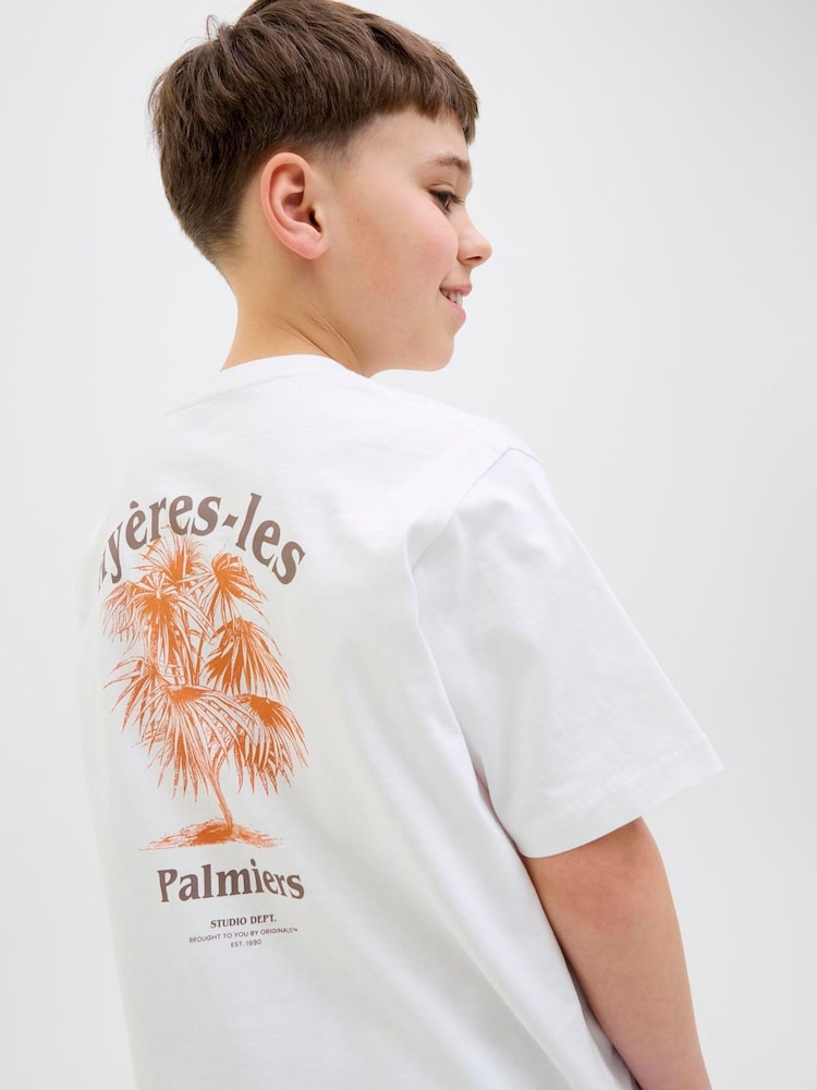 JACK & JONES Junior White Short Sleeve Back Print T-Shirt - Image 1 of 6 JACK & JONES Junior White Short Sleeve Back Print T-Shirt - Image 1 of 6