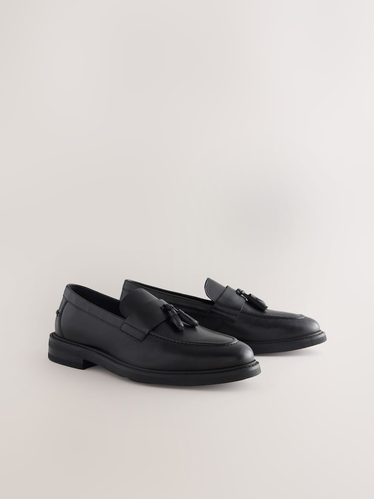 Black Leather Tassel Loafers - Image 2 of 6