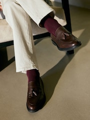 Brown Leather Tassel Loafers - Image 1 of 8