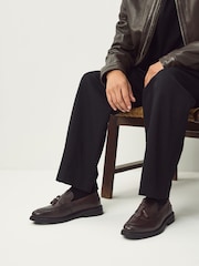 Brown Leather Tassel Loafers - Image 2 of 8