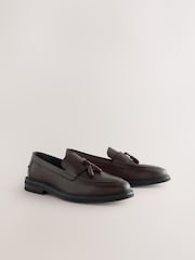 Brown Leather Tassel Loafers - Image 5 of 8