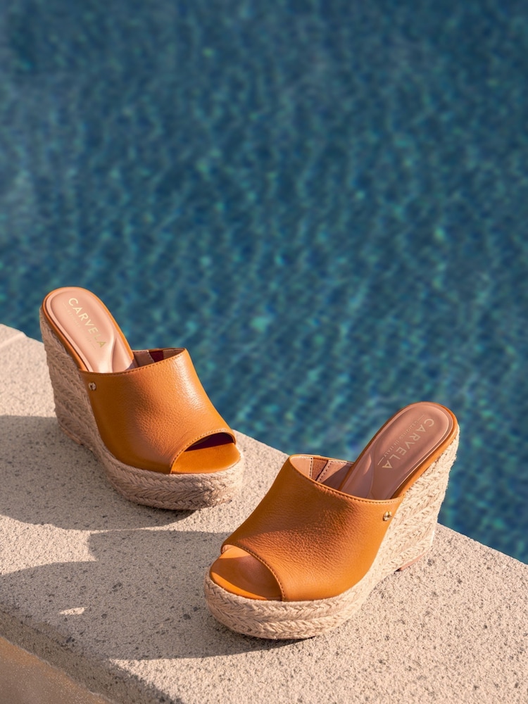 Светло-коричневый - Carvela Comfort Фиорелла танкетка черный сандалии - Image 2 of 6