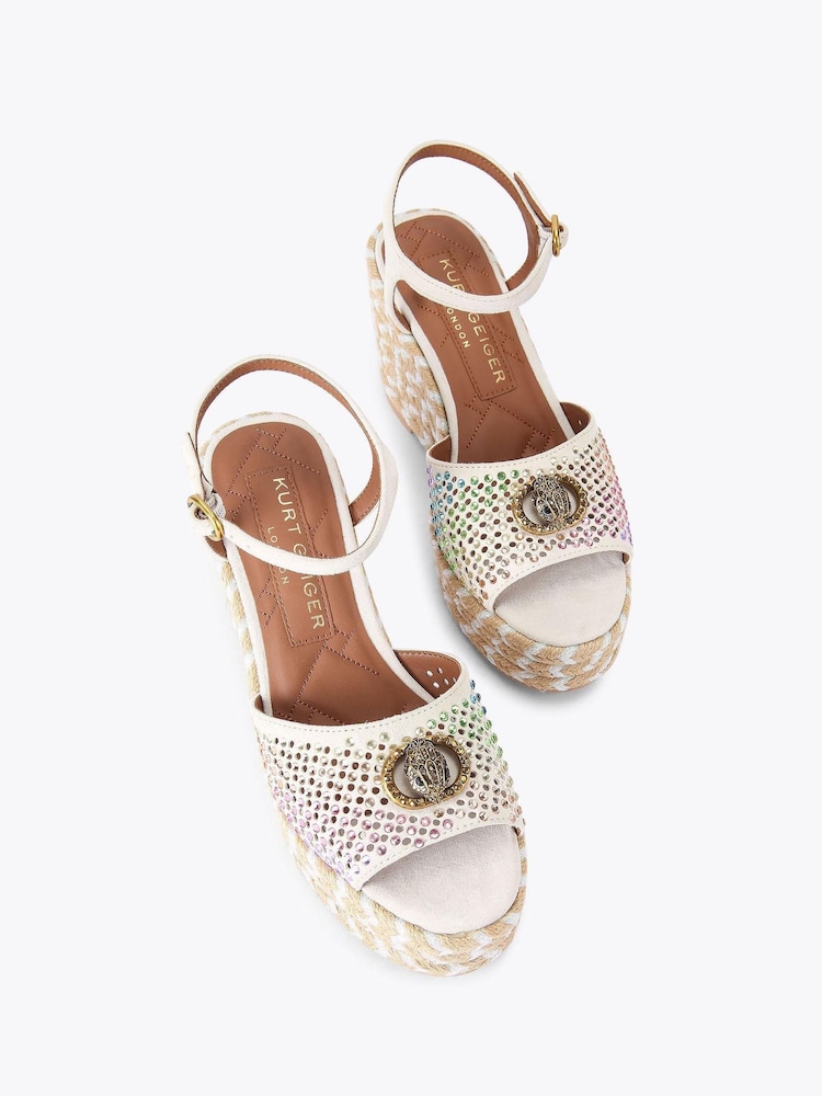Kurt Geiger London Cream Chelsea Wedge Sandals - Image 2 of 4