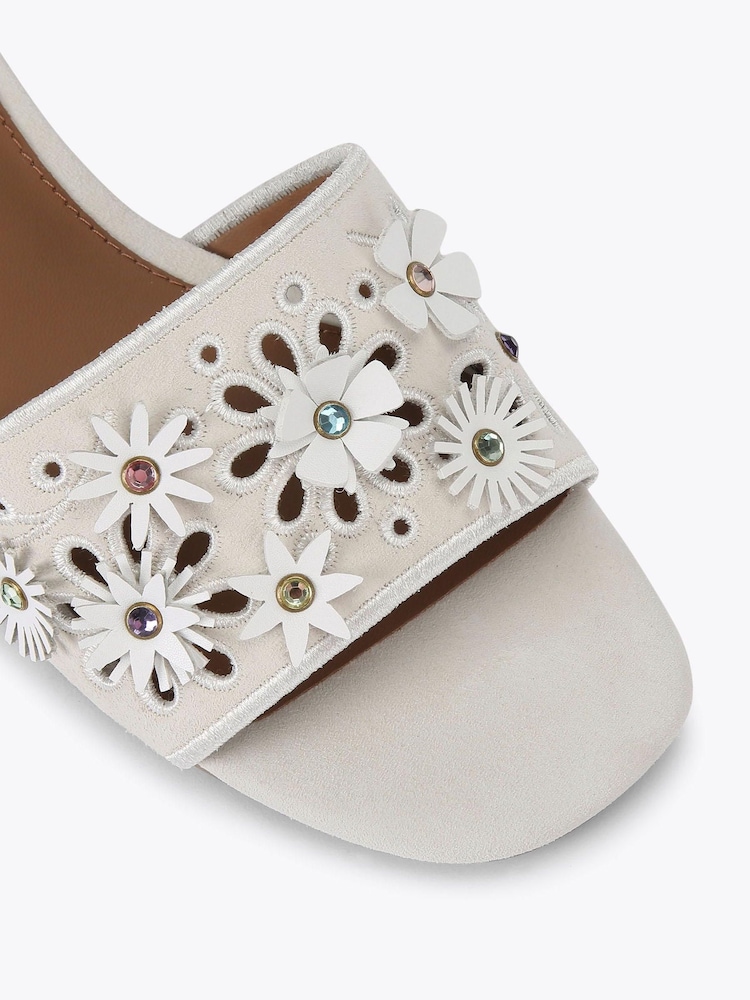 Kurt Geiger London Cream Flower Low Sandals - Image 3 of 4