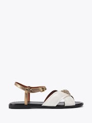 Kurt Geiger London Cream Orson Cross Flat Sandals - Image 1 of 4
