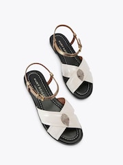 Kurt Geiger London Cream Orson Cross Flat Sandals - Image 3 of 4