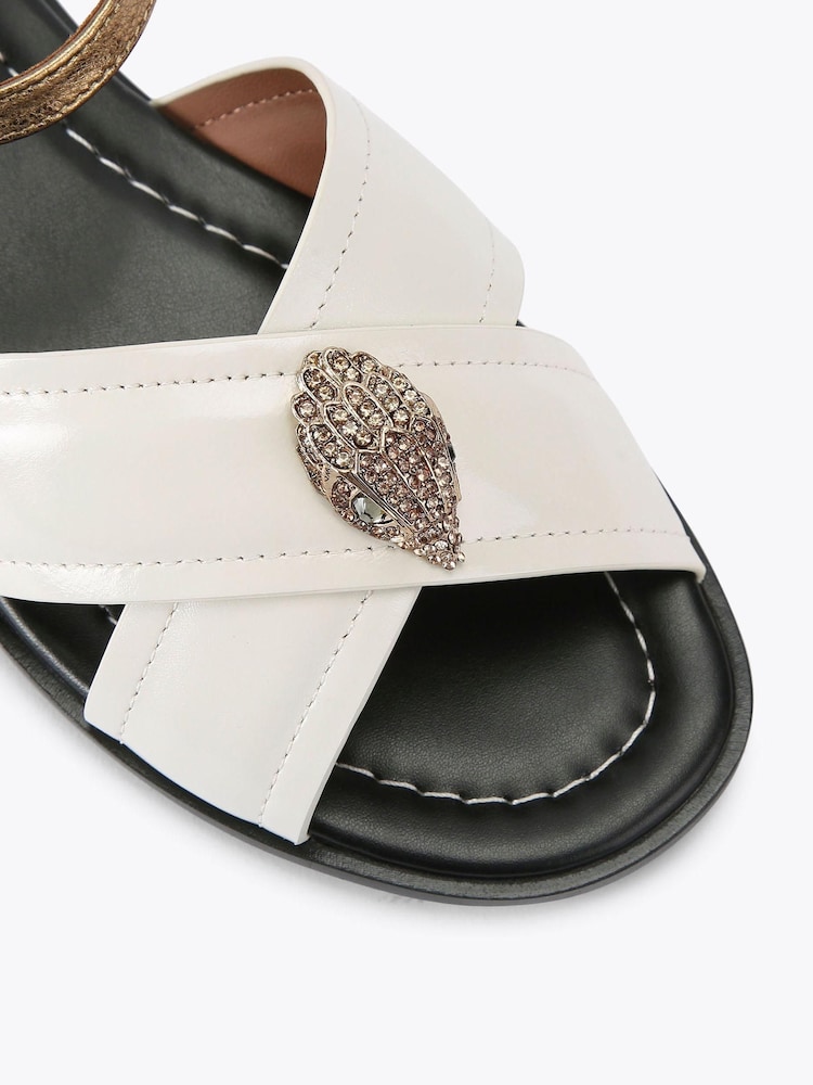 Kurt Geiger London Cream Orson Cross Flat Sandals - Image 4 of 4