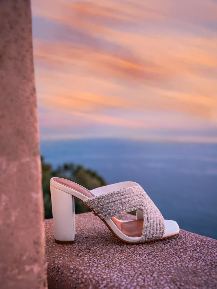 Carvela White Paparazzi Pearl Block Sandals - Image 1 of 5