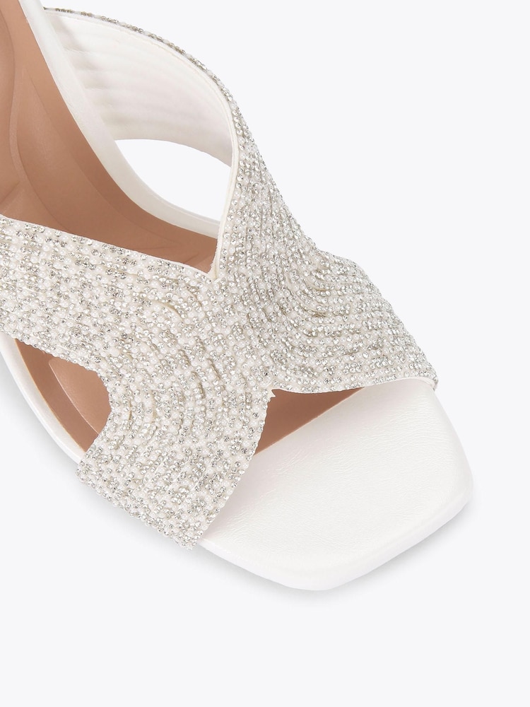 Carvela White Paparazzi Pearl Block Sandals - Image 5 of 5
