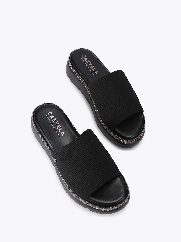 Carvela Comfort Black Dazzle Flatform Sandals - Image 2 of 4