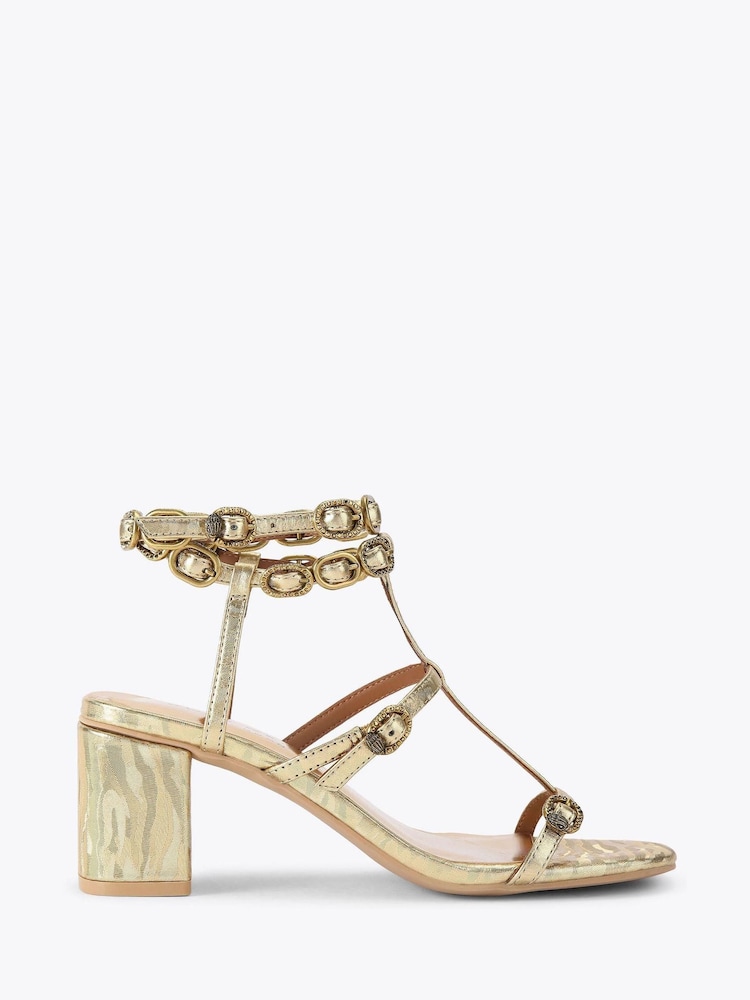 Kurt Geiger London Gold Regent Block Gladiator Sandals - Image 1 of 4