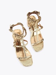 Kurt Geiger London Gold Regent Block Gladiator Sandals - Image 2 of 4