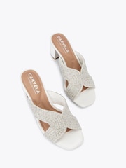 Carvela Paparazzi Pearl Block Low White Sandals - Image 2 of 4