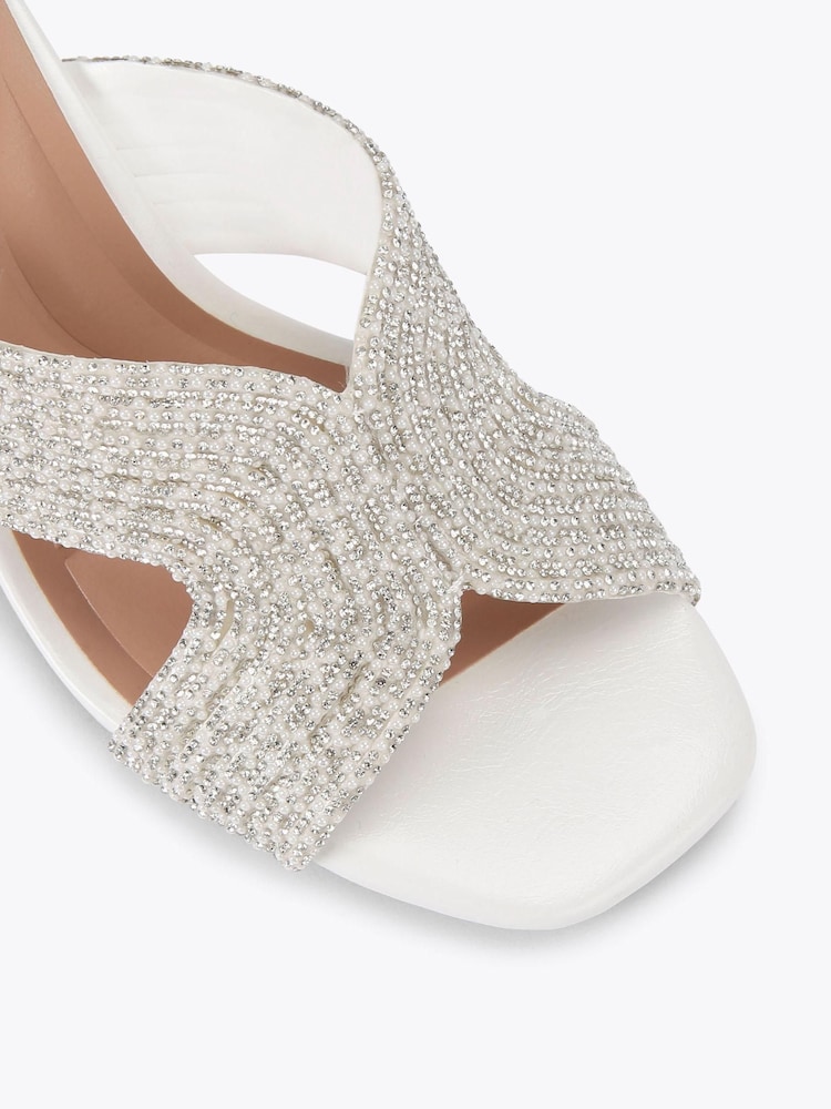 Carvela Paparazzi Pearl Block Low White Sandals - Bild 4 von 4 Carvela Paparazzi Pearl Block Low White Sandals - Bild 4 von 4