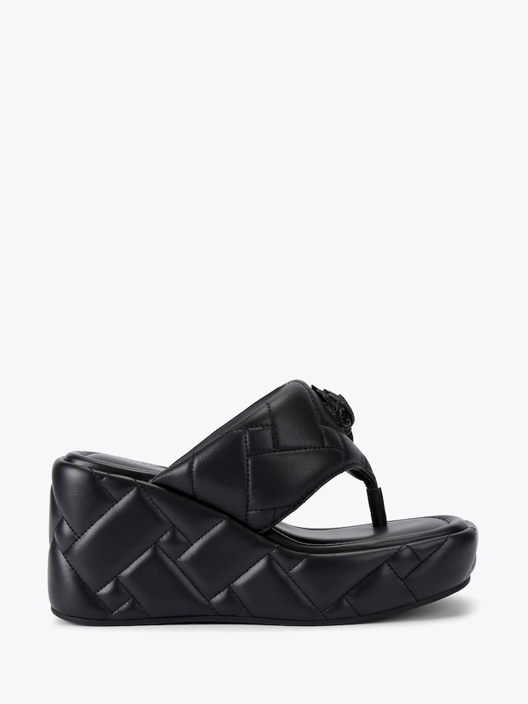 Kurt Geiger London Kensington Puffthong Black Sandals - Image 1 of 4