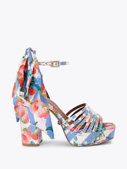 Kurt Geiger London Pierra Ankle Tie Platform Blue Sandals - Image 1 of 4