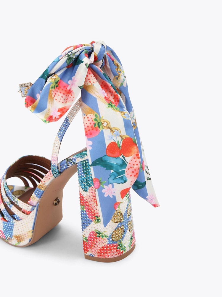 Kurt Geiger London Pierra Ankle Tie Platform Blue Sandals - Image 2 of 4