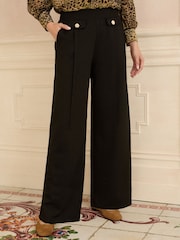 Love & Roses Black Petite Ponte Wide Leg Trousers - Image 1 of 4