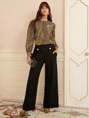 Love & Roses Black Petite Ponte Wide Leg Trousers - Image 3 of 4