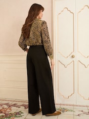 Love & Roses Black Petite Ponte Wide Leg Trousers - Image 4 of 4