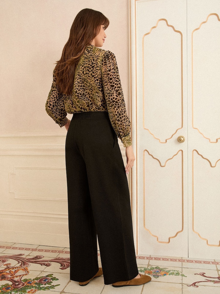 Love & Roses Black Petite Ponte Wide Leg Trousers - Image 4 of 4