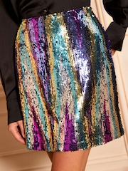 Love & Roses Purple Multi Sequin Mini Skirt - Image 2 of 4