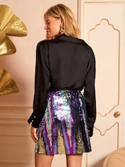 Love & Roses Purple Multi Sequin Mini Skirt - Image 4 of 4