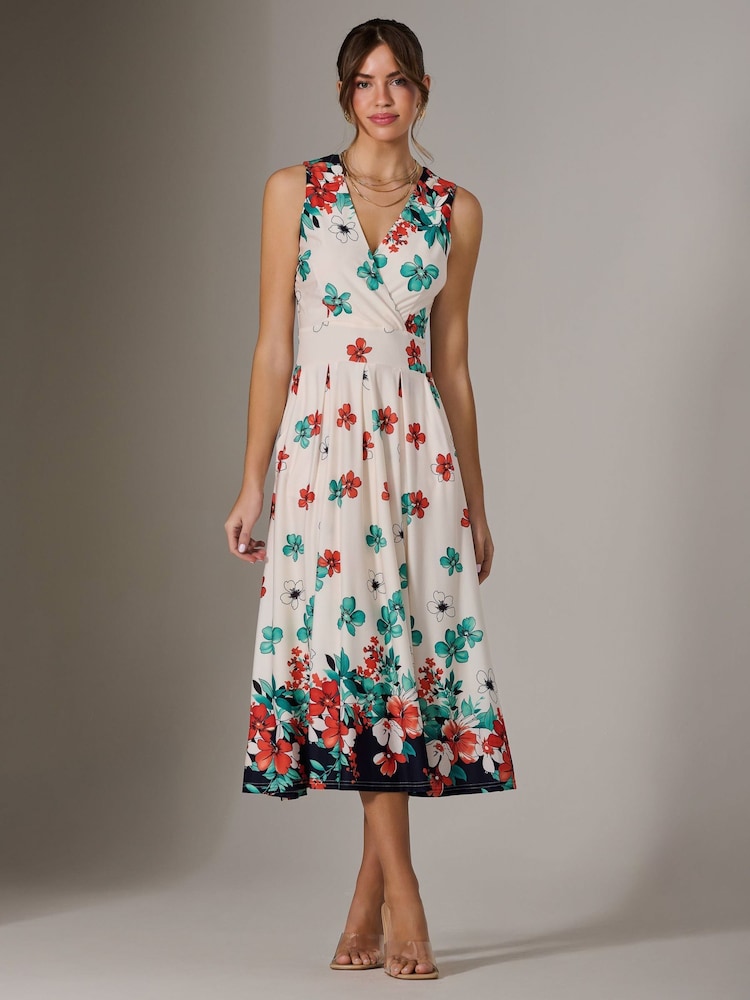 Jolie Moi Cream Jersey Sleeveless Midi Dress - Image 1 of 5