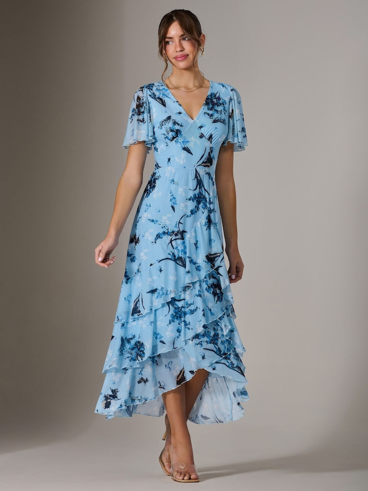 Jolie Moi Mesh potisk; vzorec Frill Hem dolga obleka (od sredine meč do nekaj nad gležnji) obleka - Slika 1 iz 6 Jolie Moi Mesh potisk; vzorec Frill Hem dolga obleka (od sredine meč do nekaj nad gležnji) obleka - Slika 1 iz 6