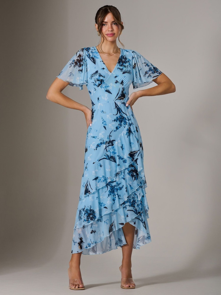 Jolie Moi Mesh potisk; vzorec Frill Hem dolga obleka (od sredine meč do nekaj nad gležnji) obleka - Slika 2 iz 6 Jolie Moi Mesh potisk; vzorec Frill Hem dolga obleka (od sredine meč do nekaj nad gležnji) obleka - Slika 2 iz 6
