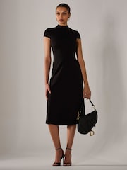 Jolie Moi Black Ponte Cap Sleeve Midi Dress - Image 2 of 6